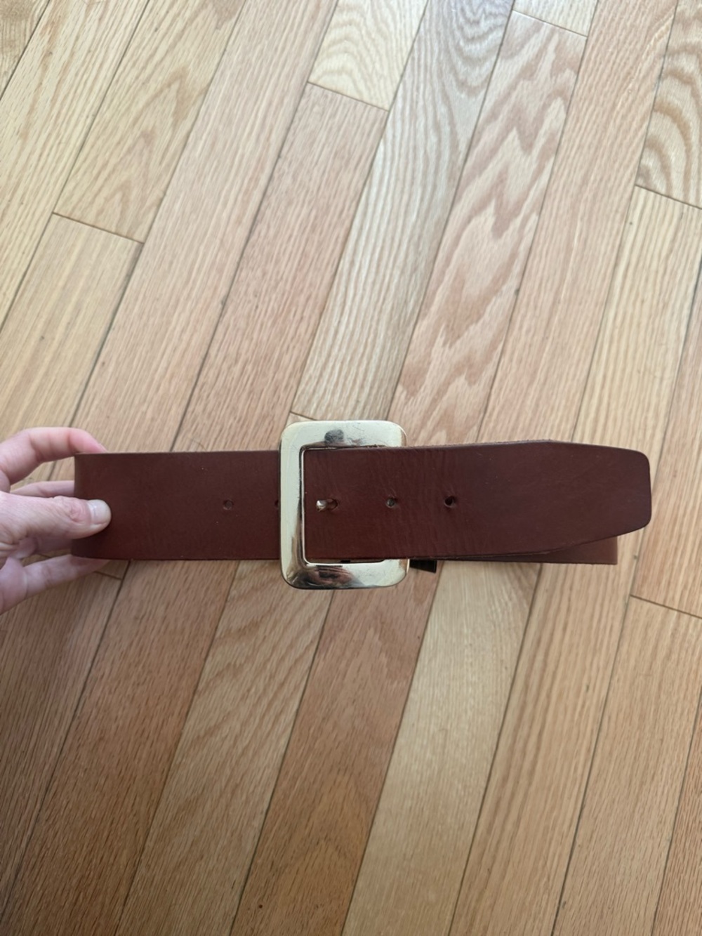 A.P.C. Women Brown Leather Belt with Gold-Tone Buckle